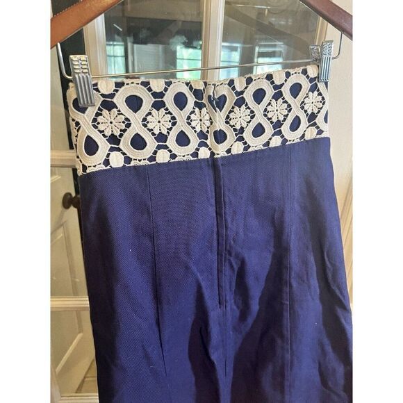 Lilly Pulitzer Bowen Dress Blue Boho  Strapless Lace Beachy Nautical  Size 4.  J - Picture 4 of 7